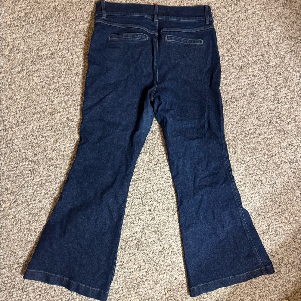 Spanx Women's pull-on Flared Jeans 1X with pin tuck front seams